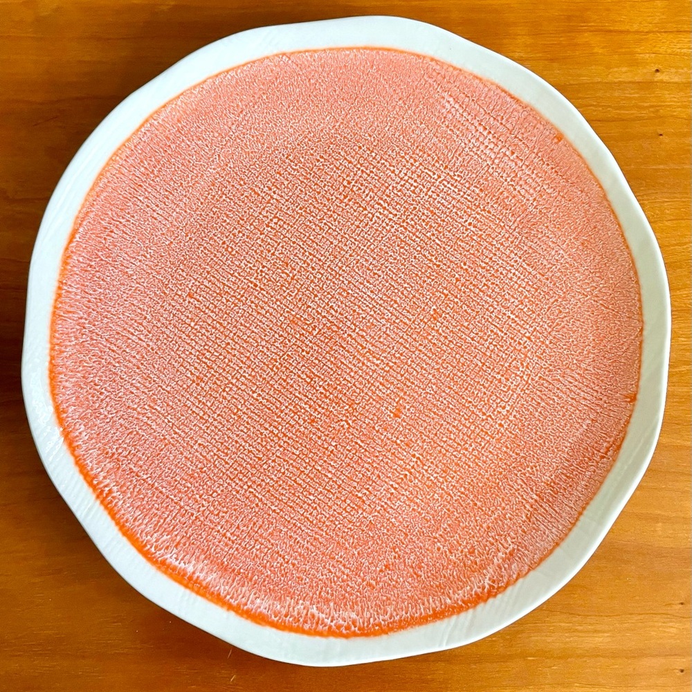 Anthropologie Stoneware Platter in Ivory & Orange